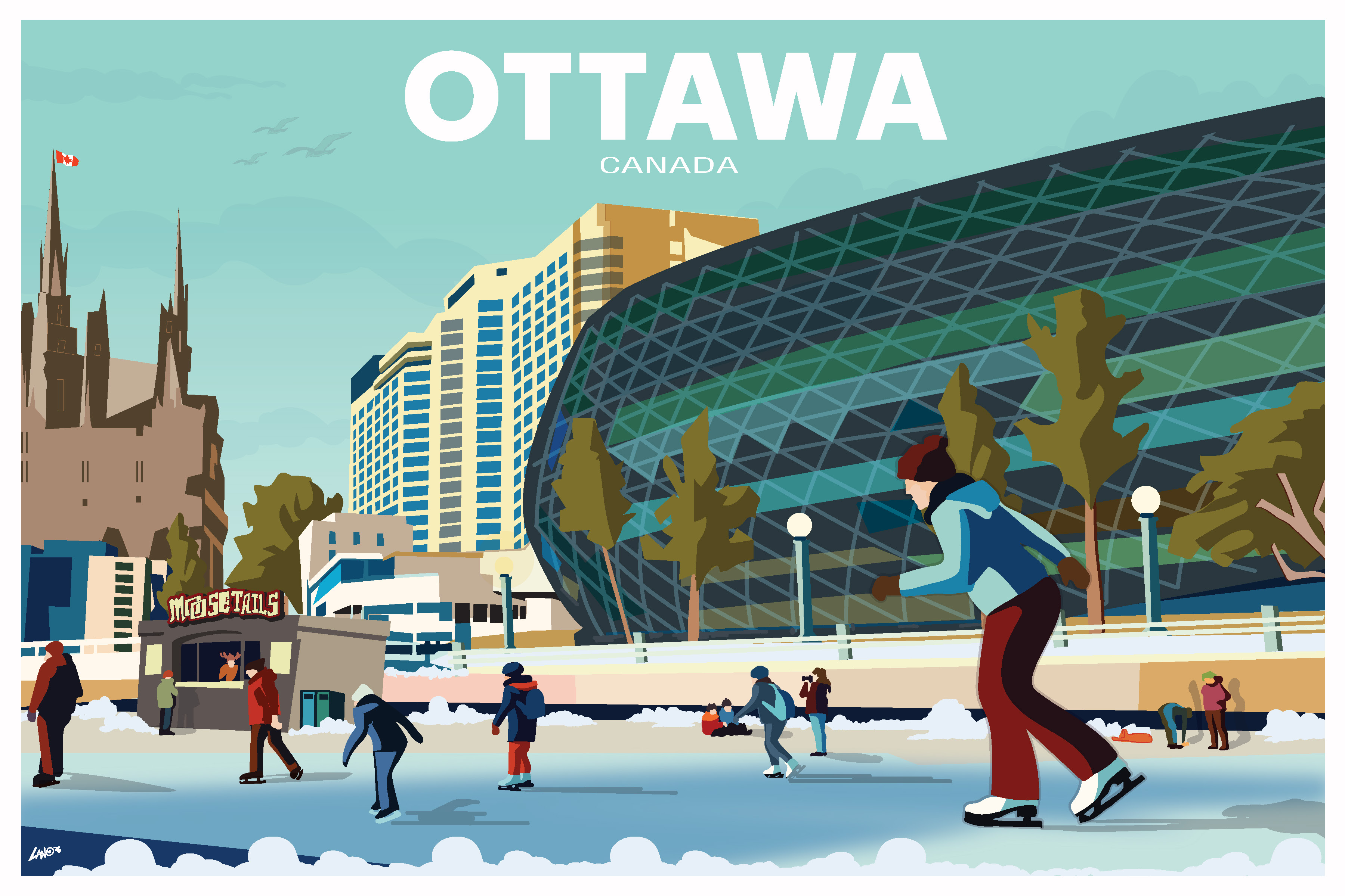 Winter at Lansdowne, Ottawa postcard